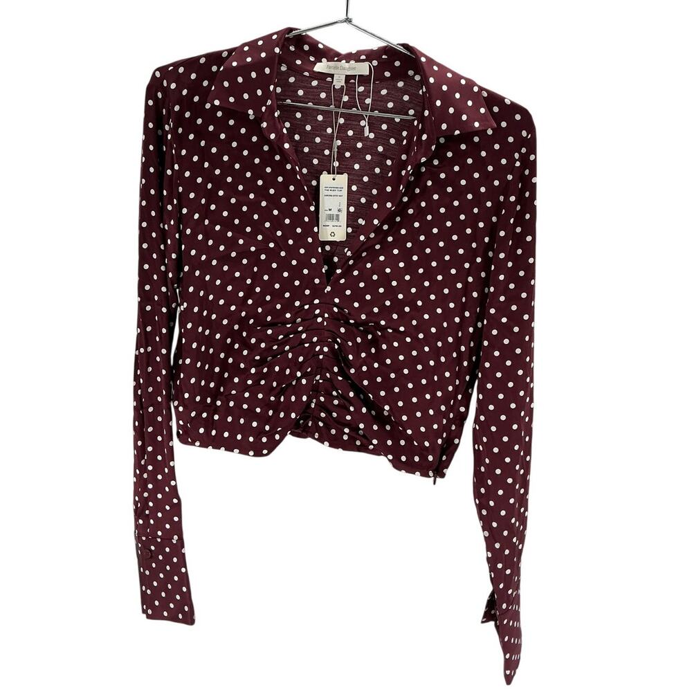 Favorite Daughter Polka Dot Burgundy Ruby Blouse Size M - Picture 2 of 4